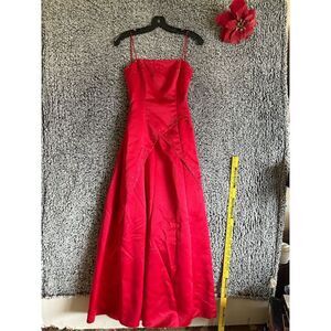 Morgan & Co. Women's Strapless Red Satin Formal Gown Size 2 Long